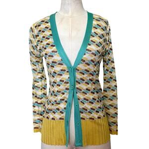 Missoni Multicolor Knit Cardigan Italian Designer Sweater Size 42